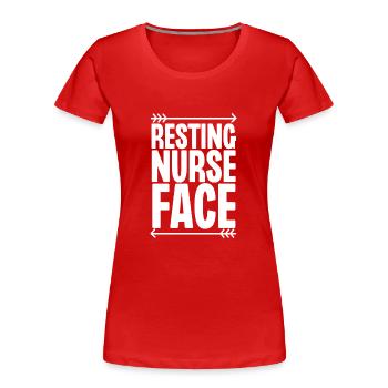 Visage d’infirmière au repos - T-shirt bio Premium Femme - rouge - Devant - Mia (176cm)