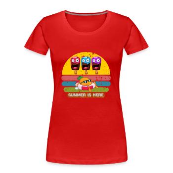 Der Sommer ist da - Frauen Premium Bio T-Shirt - Rot - Vorne - Mia (176cm)