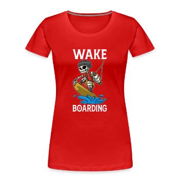 Wakeboarder Skelett auf dem Wakeboarden - Frauen Premium Bio T-Shirt - Rot - Vorne - Mia (176cm)