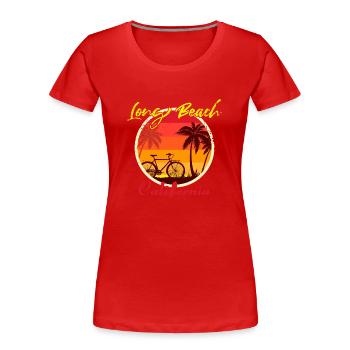 Long Beach California Fahrrad - Frauen Premium Bio T-Shirt - Rot - Vorne - Mia (176cm)