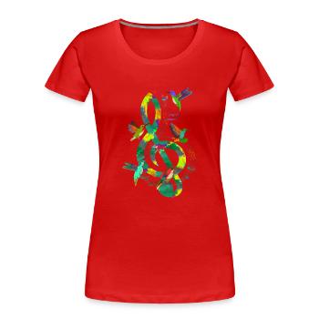 Hummingbird Violin Clef Music Clef - Women's Premium Organic T-Shirt - red - Front - Mia (176cm)