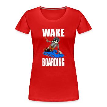 Wakeboarder Skelett auf dem Wakeboarden - Frauen Premium Bio T-Shirt - Rot - Vorne - Mia (176cm)