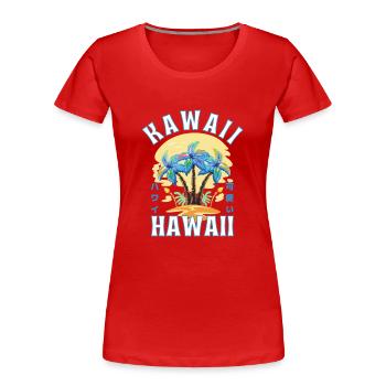Hawaii Kawaii Sommer Vibe - Frauen Premium Bio T-Shirt - Rot - Vorne - Mia (176cm)
