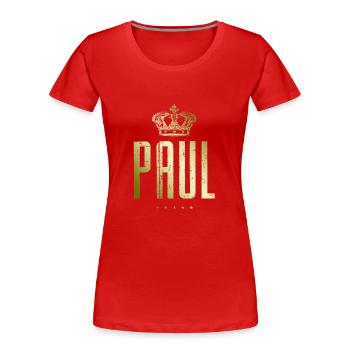 Paul - Frauen Premium Bio T-Shirt - Rot - Vorne - Mia (176cm)