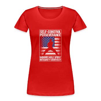 Drapeau américain cool USA Taekwondo Tae Kwon - T-shirt bio Premium Femme - rouge - Devant - Mia (176cm)