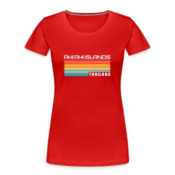 Vintage Thaïlande Asie Coucher de soleil Phi Phi Îles - T-shirt bio Premium Femme - rouge - Devant - Mia (176cm)