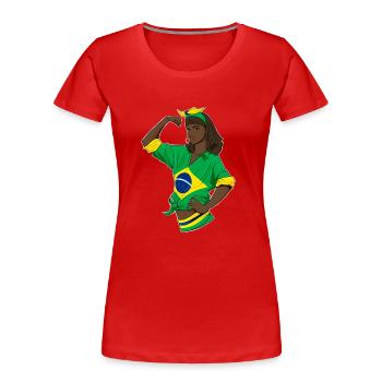 Brazilian Girl Unbreakable I Brazilian Heritage - Frauen Premium Bio T-Shirt - Rot - Vorne - Mia (176cm)