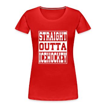 Eishockey Spruch lustig - Frauen Premium Bio T-Shirt - Rot - Vorne - Mia (176cm)