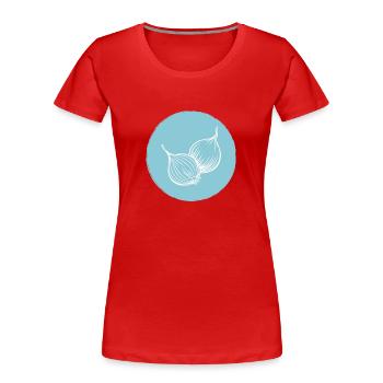 Zwiebel - Frauen Premium Bio T-Shirt - Rot - Vorne - Mia (176cm)