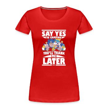 Camping - Frauen Premium Bio T-Shirt - Rot - Vorne - Mia (176cm)