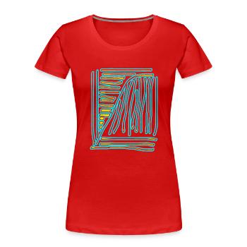 kaligraphie zeichnung turkis gelb - Frauen Premium Bio T-Shirt - Rot - Vorne - Mia (176cm)