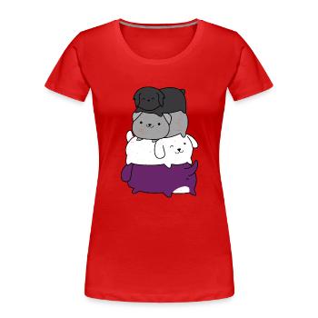 dog pile asexual lgbt lesbian gay pride proud fun - Women's Premium Organic T-Shirt - red - Front - Mia (176cm)