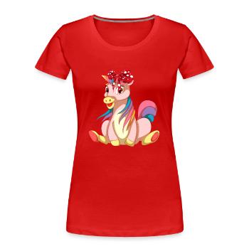 Unicorn - Women's Premium Organic T-Shirt - red - Front - Mia (176cm)