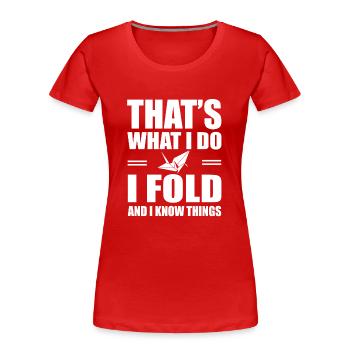 Origami - Frauen Premium Bio T-Shirt - Rot - Vorne - Mia (176cm)