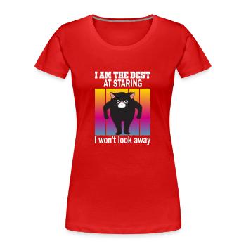 Starrende Katze - Katzen Starren - Frauen Premium Bio T-Shirt - Rot - Vorne - Mia (176cm)