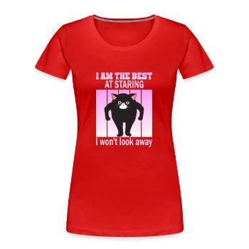 Starrende Katze - Katzen Starren - Frauen Premium Bio T-Shirt - Rot - Vorne - Mia (176cm)