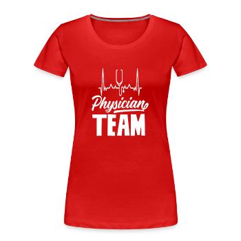 Équipe médicale Médecin Médecin Médecin Médecine Médecine - T-shirt bio Premium Femme - rouge - Devant - Mia (176cm)