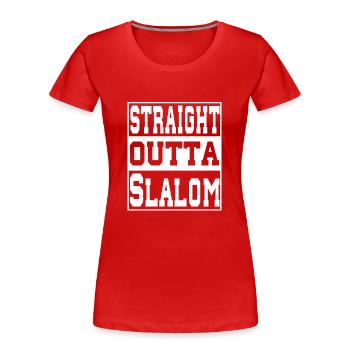 Slalom Spruch lustig - Frauen Premium Bio T-Shirt - Rot - Vorne - Mia (176cm)