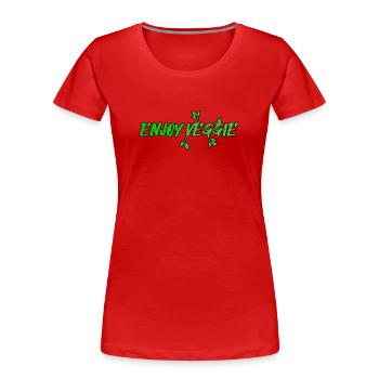 enjoy veggie - Frauen Premium Bio T-Shirt - Rot - Vorne - Mia (176cm)