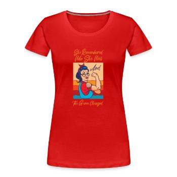 She Remembered Who She Was And The Game Changed - Women's Premium Organic T-Shirt - red - Front - Mia (176cm)