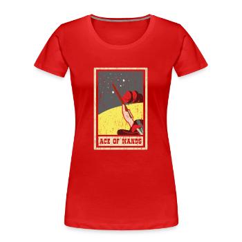 Ass der Stäbe Tarotkarte Schamane Wahrsagerei - Frauen Premium Bio T-Shirt - Rot - Vorne - Mia (176cm)