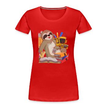 Einschulung Tier Geschenk Grundschule Faultier - Frauen Premium Bio T-Shirt - Rot - Vorne - Mia (176cm)