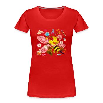 Einschulung Tier Geschenk Grundschule Biene - Frauen Premium Bio T-Shirt - Rot - Vorne - Mia (176cm)