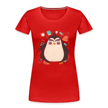 Einschulung Tier Geschenk Grundschule Pinguin - Frauen Premium Bio T-Shirt - Rot - Vorne - Mia (176cm)