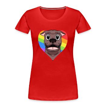 Chien LGBT American Pit Bull Terrier Rainbow - T-shirt bio Premium Femme - rouge - Devant - Mia (176cm)
