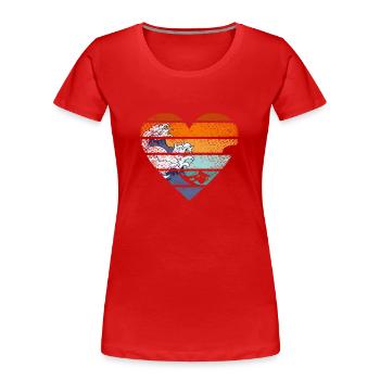 Rétro Simpliste Coeur Océan Beach Lovers Surf - T-shirt bio Premium Femme - rouge - Devant - Mia (176cm)