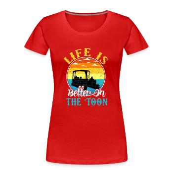 La vie est meilleure sur le lac Toon En été - T-shirt bio Premium Femme - rouge - Devant - Mia (176cm)