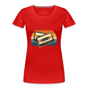 Cassette - Women's Premium Organic T-Shirt - red - Front - Mia (176cm)
