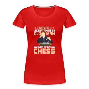 Never Underestimate An Old Man Who Plays Chess Boa - Women's Premium Organic T-Shirt - red - Front - Mia (176cm)