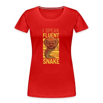 Snake Serpent I Speak Fluent Snake - Frauen Premium Bio T-Shirt - Rot - Vorne - Mia (176cm)