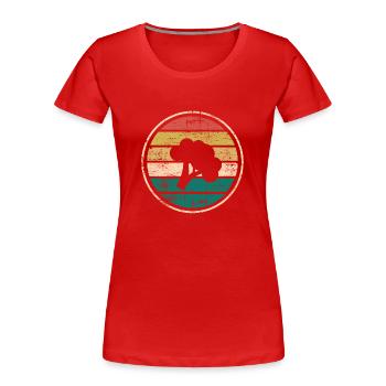 Broccoli Vegan Lover Retro Healthy Gift idea - Frauen Premium Bio T-Shirt - Rot - Vorne - Mia (176cm)