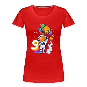 Astronaut 9th Birthday Space Boy Gift - Women's Premium Organic T-Shirt - red - Front - Mia (176cm)