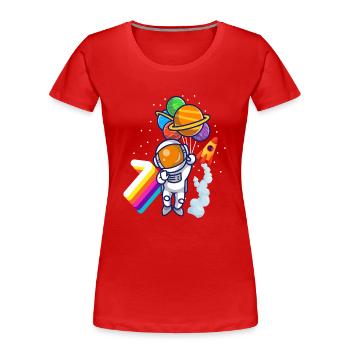 Astronaut 7th Birthday Space Boy Gift - Women's Premium Organic T-Shirt - red - Front - Mia (176cm)