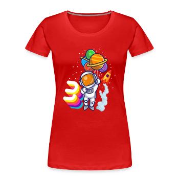 Astronaut 3rd Birthday Space Boy Gift - Women's Premium Organic T-Shirt - red - Front - Mia (176cm)