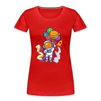 Astronaut 12th Birthday Space Boy Gift - Women's Premium Organic T-Shirt - red - Front - Mia (176cm)