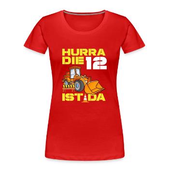 Excavatrice 12e anniversaire Excavator Driver Boy Cadeau - T-shirt bio Premium Femme - rouge - Devant - Mia (176cm)