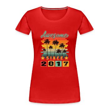 Génial depuis 2017 - T-shirt bio Premium Femme - rouge - Devant - Mia (176cm)