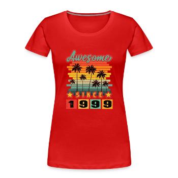 Génial depuis 1999 - T-shirt bio Premium Femme - rouge - Devant - Mia (176cm)