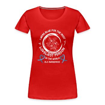 Sensibilisation à la SLA Lou Gehrig’s Disease Warrior - T-shirt bio Premium Femme - rouge - Devant - Mia (176cm)