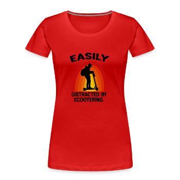 E-Roller E-Scooter Roller Scooter électrique Roller - T-shirt bio Premium Femme - rouge - Devant - Mia (176cm)