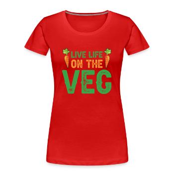 Vegetarian Vegan Vegan Veggie Animal Welfare Vegetables - Women's Premium Organic T-Shirt - red - Front - Mia (176cm)
