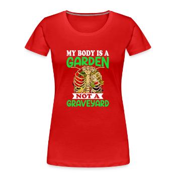 Vegetarian Vegan Vegan Veggie Animal Welfare Vegetables - Women's Premium Organic T-Shirt - red - Front - Mia (176cm)
