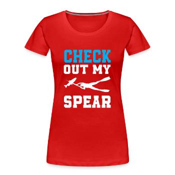 T-shirt de chasse sous-marine - T-shirt bio Premium Femme - rouge - Devant - Mia (176cm)