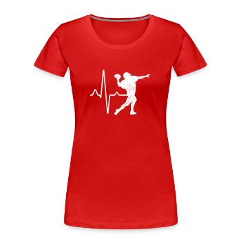 Football Heartbeat - Women's Premium Organic T-Shirt - red - Front - Mia (176cm)