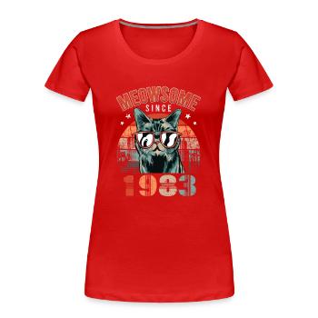 Meowsome 1983 Year of birth 1983 Cat birthday - Women's Premium Organic T-Shirt - red - Front - Mia (176cm)