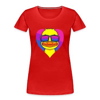 Bisexual Duck Bisexuality Heart Gift - Women's Premium Organic T-Shirt - red - Front - Mia (176cm)